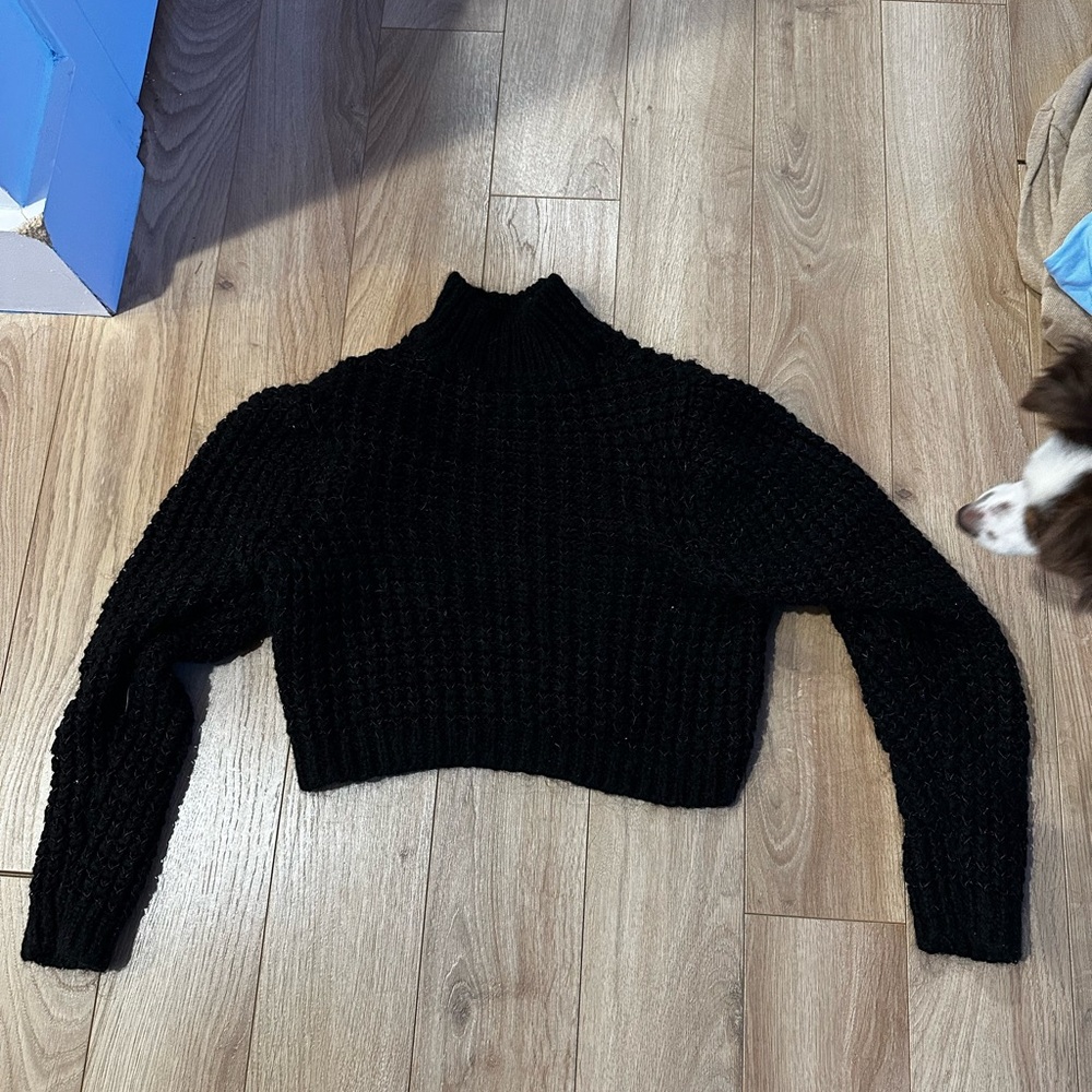 Zara cropped textured puff sleeve sweater